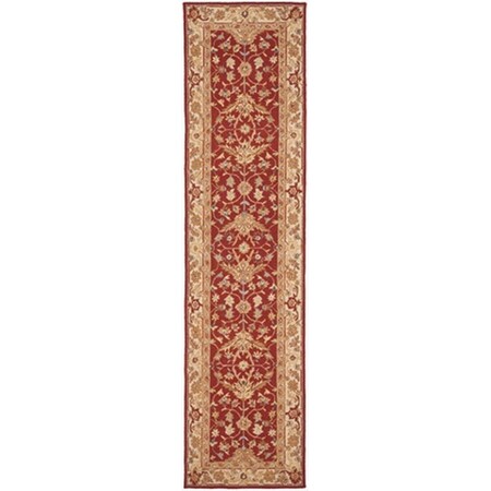 Safavieh 2 ft. 6 in. x 10 ft. Runner Traditional Chelsea Red and Ivory Hand Hooked Rug HK751A-210